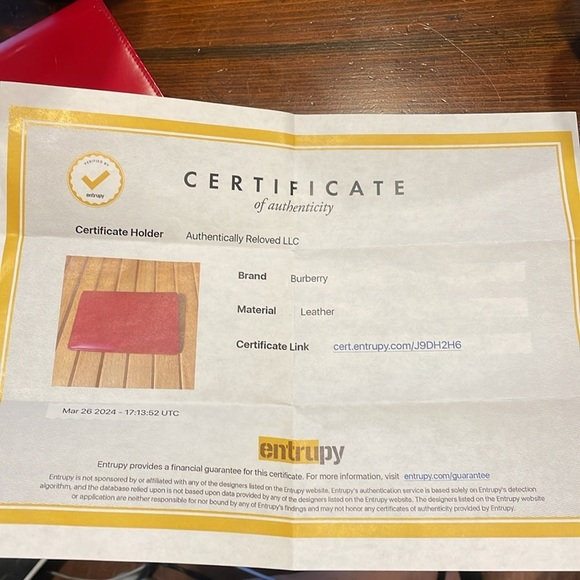 Burberry Novacheck red leather wallet with change purse. Includes COA WLT2 - Picture 11 of 11